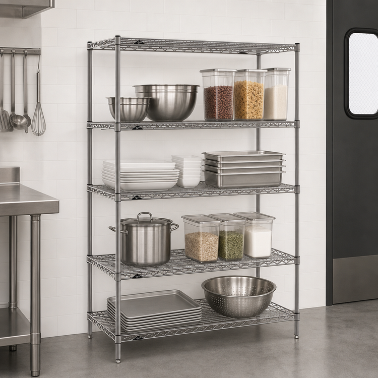 Product image #3 for Metro Super Erecta Stationary Wire Starter Shelving Unit, 30W x 24D x 63H, 4 Shelves, Metroseal Gray