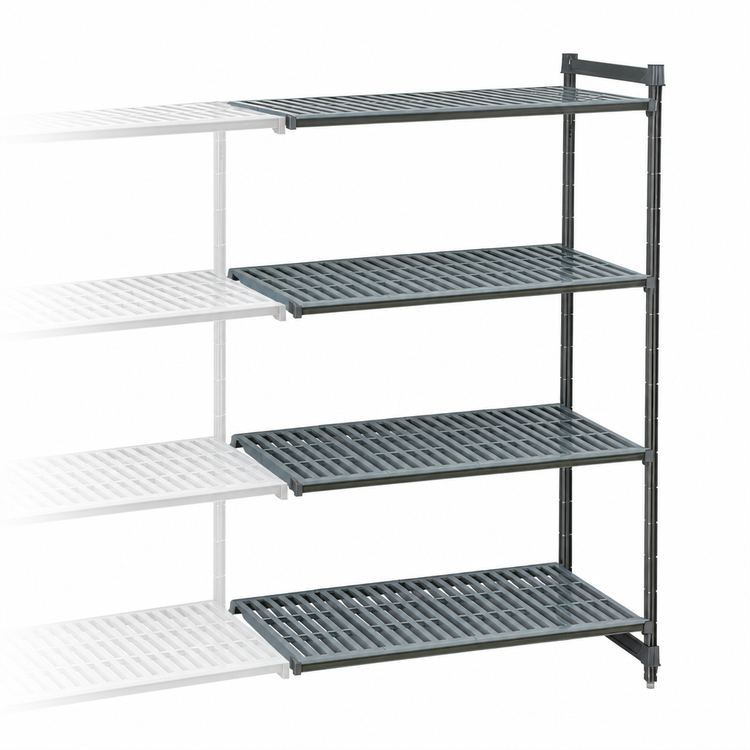 Product image #3 for Cambro Camshelving Basics Plus 4-Tier Add-On Polymer Shelving Unit, 18 x 36 x 72 Inches, Brushed Graphite