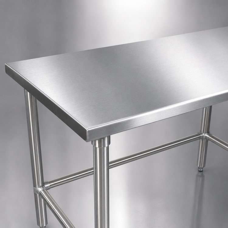 Product image #3 for John Boos Stallion 120 x 36 Inch Stainless Steel Flat Top Work Table with Safety Edge