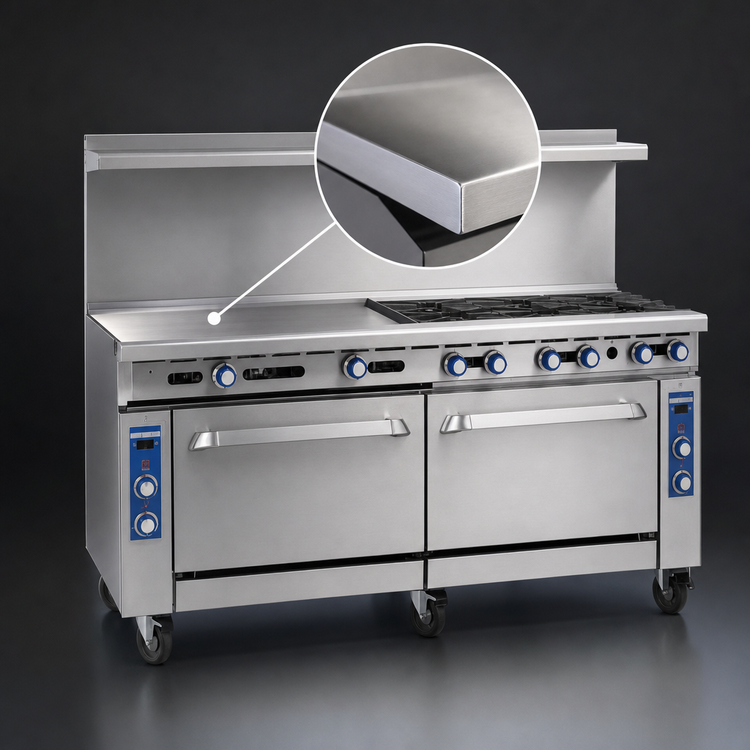 Product image #3 for Imperial Pro Series 72-Inch Gas Restaurant Range with 3/4-Inch Griddle, Standard Oven, and Open Cabinet Base