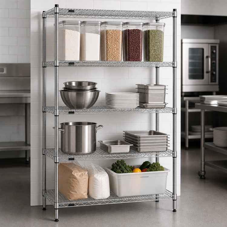 Product image #3 for EAGLEbrite Red-i-Pak 4-Tier Stationary Wire Shelving Unit, 36W x 24D x 74H, Zinc Finish