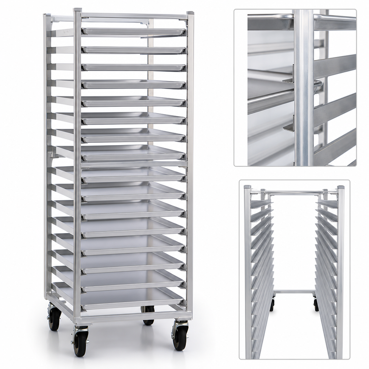 Product image #3 for New Age Mobile 3/4-Height End-Loading Aluminum Bun Pan Rack, 17 Pan Capacity