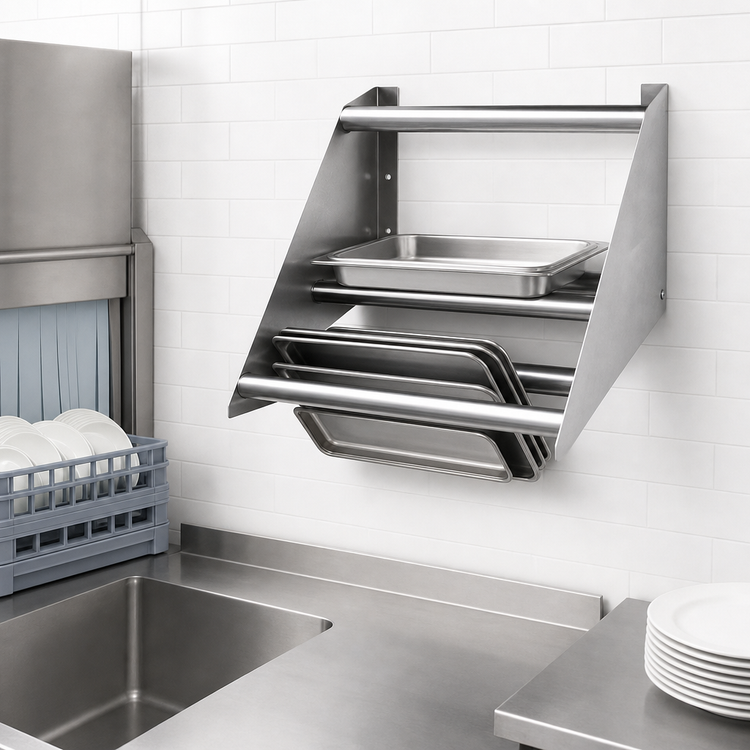 Product image #3 for Eagle Group 42-Inch Wall-Mounted Tubular Dishtable Rack Shelf, Knock-Down, 304 Stainless Steel