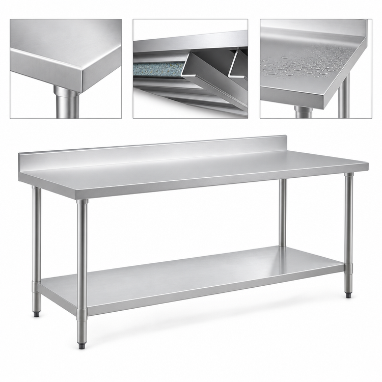 Product image #3 for Spec-Master 84-Inch x 36-Inch Stainless Steel Work Table with 4-1/2-Inch Backsplash and Undershelf