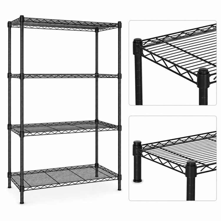 Product image #3 for Add-A-Shelf 4-Tier Stationary Wire Shelving Starter Unit, 48 x 24 x 63 Inches, Black Epoxy