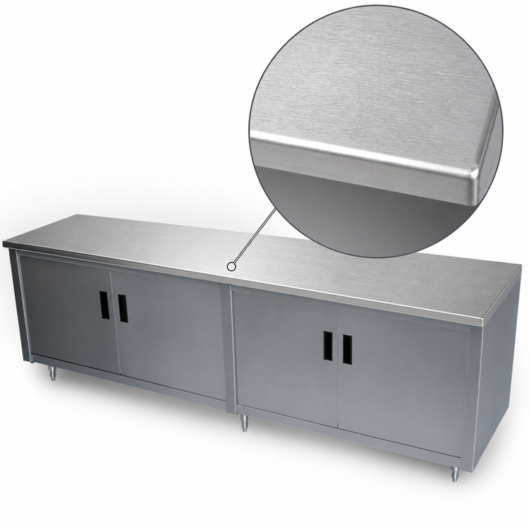 Product image #3 for Advance Tabco Enclosed Work Table with Cabinet Base and Hinged Doors, 84 x 24 Inches, 14 Gauge 304 Stainless Steel Top