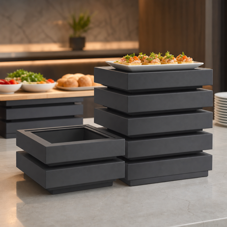 Product image #4 for Vollrath Stackable Wood Buffet Support Cube with Lid, 9-1/16 Inch Square, Black