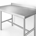 Thumbnail image #3 for Klinger's Trading HBST3072 72 x 30 Inch Stainless Steel Work Table with 2-Inch Rear Upturn and Open H-Base