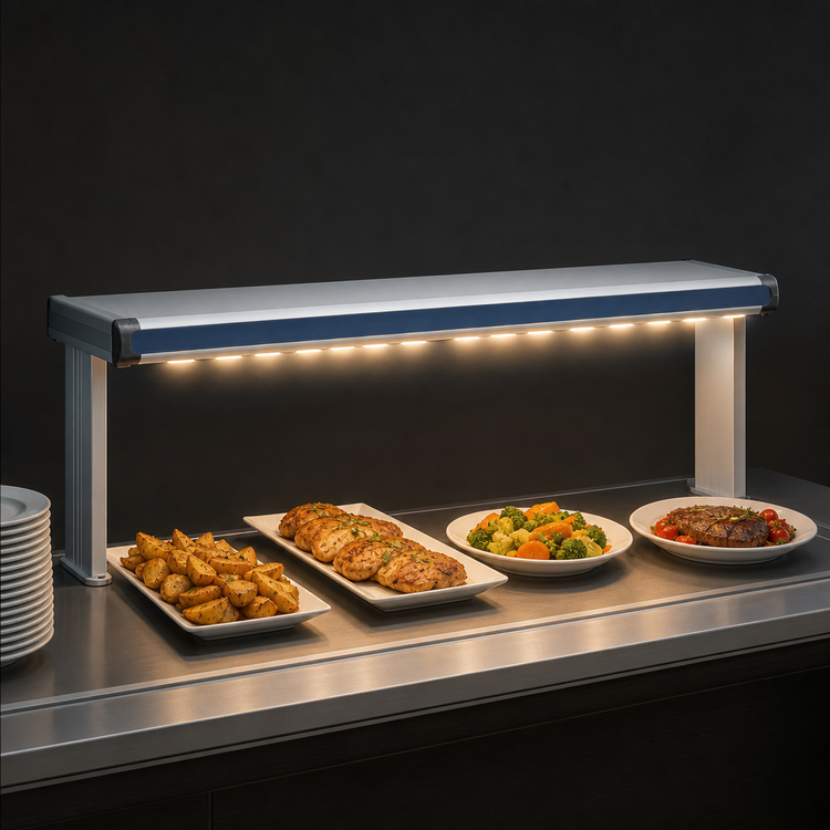 Product image #3 for Hatco Glo-Ray Designer Dual Strip Heat Lamp with Lights, 63-1/2 Inch Wide, 2.4 kW, Aluminum
