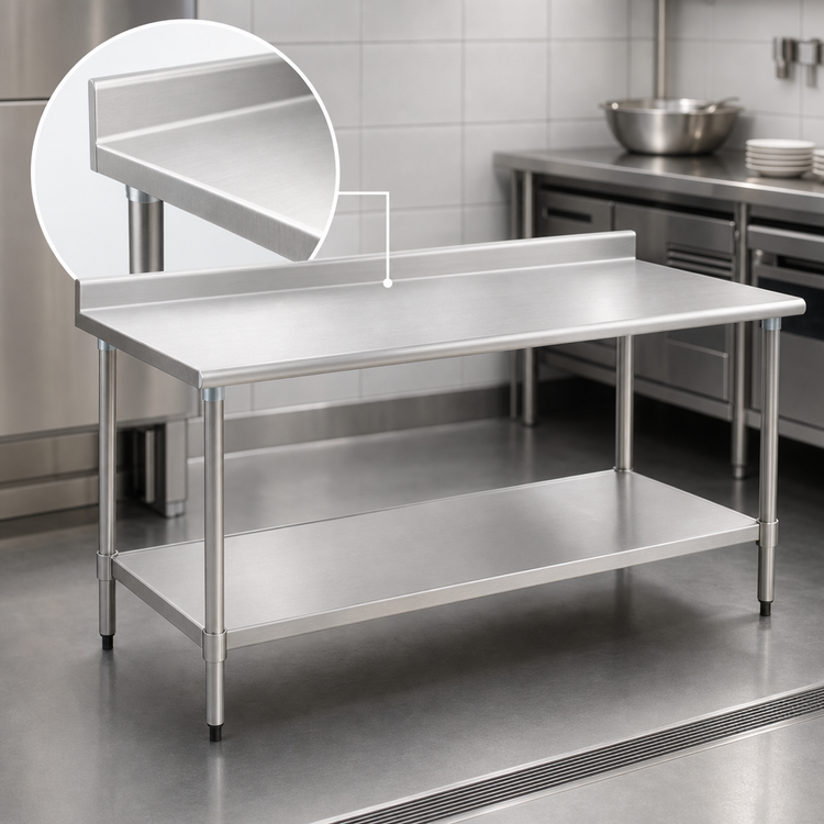 Product image #3 for BlendPort Deluxe Series Stainless Steel Work Table with Backsplash and Undershelf, 30 x 24 Inches