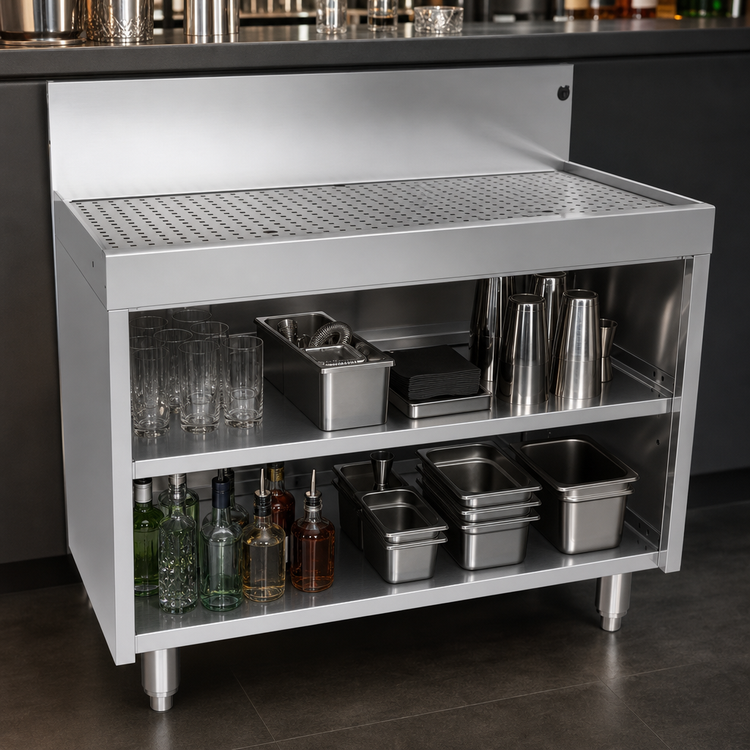 Product image #3 for Glastender 36-Inch Stainless Steel Open Front Underbar Drainboard Cabinet Base