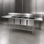 Thumbnail image #3 for Eagle Group Spec-Master FN2064-4-36-14/3 144-Inch 14-Gauge Stainless Steel Four-Compartment Sink with Left & Right 36-Inch Drainboards
