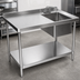 Thumbnail image #3 for 72-Inch x 24-Inch Stainless Steel Right-Side Prep Sink Work Table with Marine Edge, Backsplash, and Undershelf