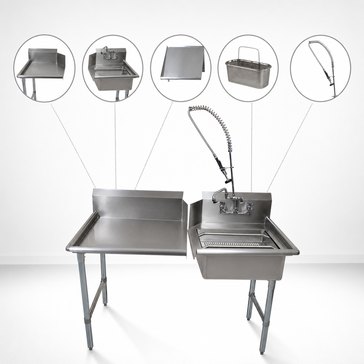 Product image #3 for BK Resources 26-Inch Right-To-Left Straight Dish Table Kit