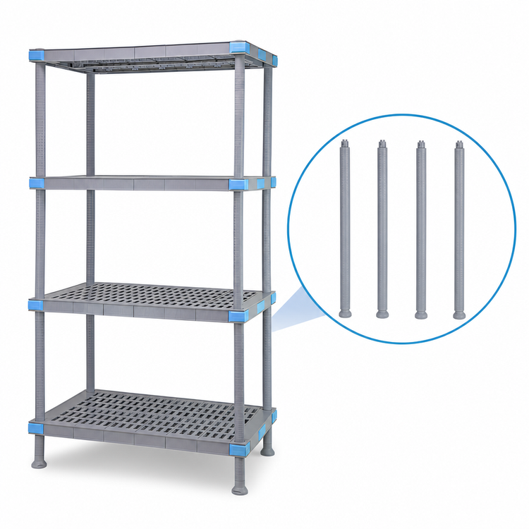 Product image #3 for Millenia 24-Inch Wide x 18-Inch Deep x 86-Inch High Gray Polymer Shelving Starter Unit with 4 Open Grid Shelves