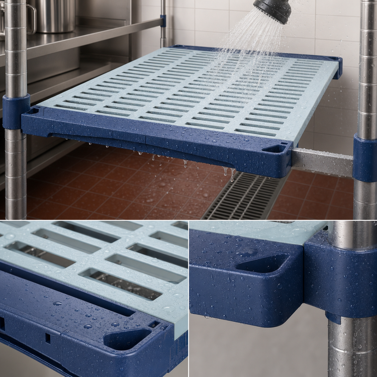 Product image #3 for MetroMax 4 54-Inch x 24-Inch Blue Open Grid Polymer Shelf with Microban