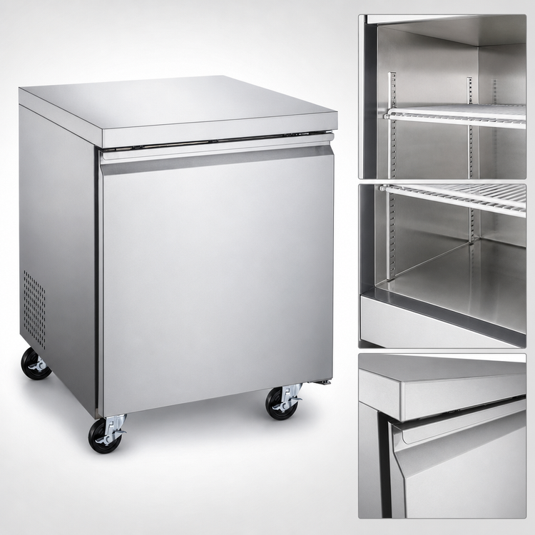 Product image #3 for Omcan 27-Inch Single-Section Undercounter Reach-In Freezer, 6.3 Cu. Ft., Stainless Steel