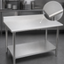 Thumbnail image #3 for Budget Series 84-Inch x 24-Inch 430 Stainless Steel Work Table with 4-1/2-Inch Backsplash and Undershelf