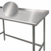 Thumbnail image #3 for Advance Tabco 108 Inch x 36 Inch 14-Gauge 304 Stainless Steel Open Base Work Table with 1-1/2 Inch Rear Upturn and Galvanized Legs