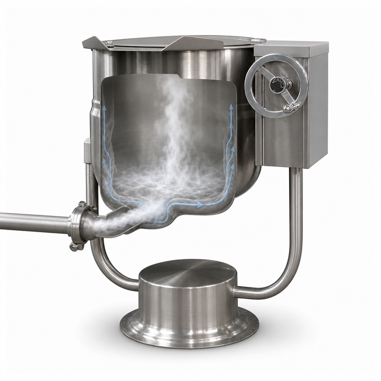 Product image #3 for Southbend Steam KDLT-100 Direct Steam Tilting Kettle, 100-Gallon, 2/3 Jacket, Manual Crank Tilt