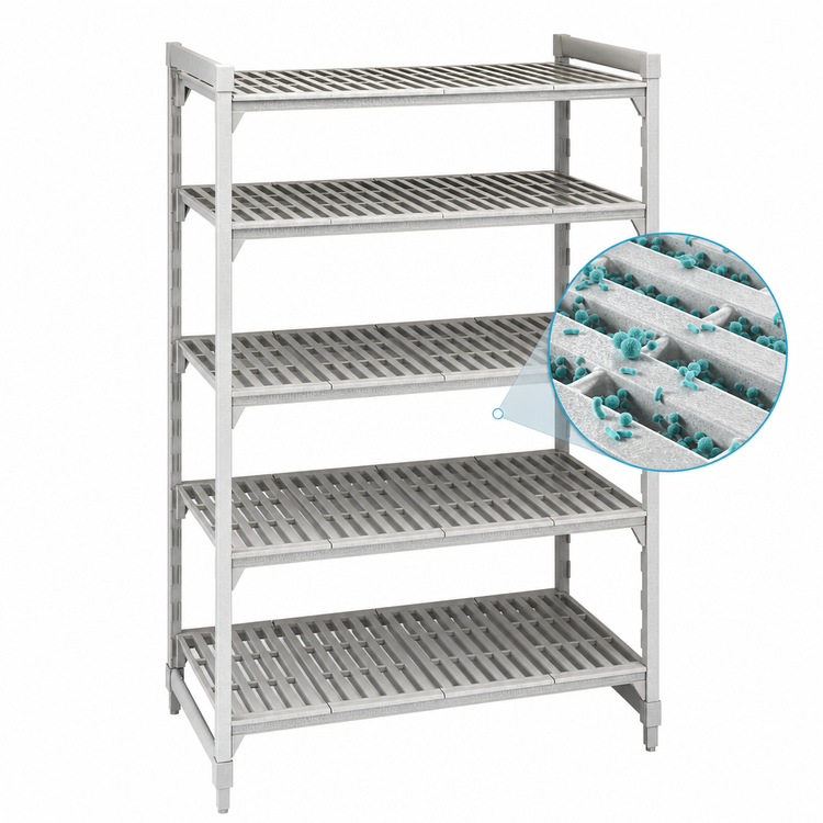 Product image #4 for Cambro Camshelving Premium 5-Tier Vented Stationary Starter Unit, 24-Inch Deep x 54-Inch Long x 64-Inch High, Speckled Gray