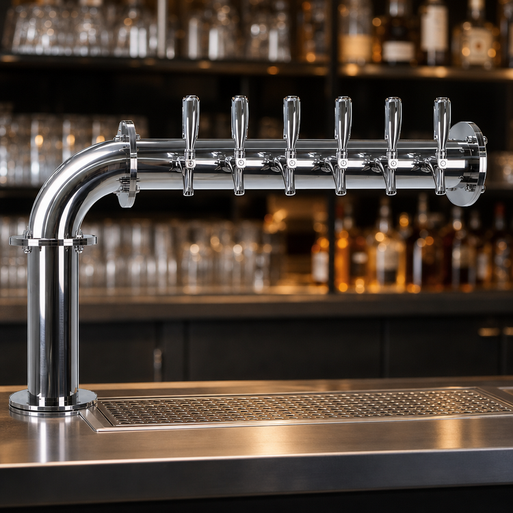 Product image #3 for Micro Matic Titan L 6-Faucet Single-Column Polished Stainless Steel Glycol-Cooled Countertop Draft Tower
