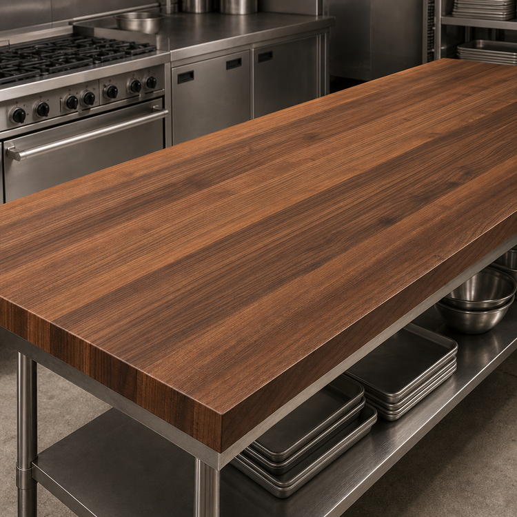 Product image #3 for Boos Block Full-Length Edge-Grain American Black Walnut Kitchen Countertop, 84 x 36 x 3 Inches, Varnique Finish