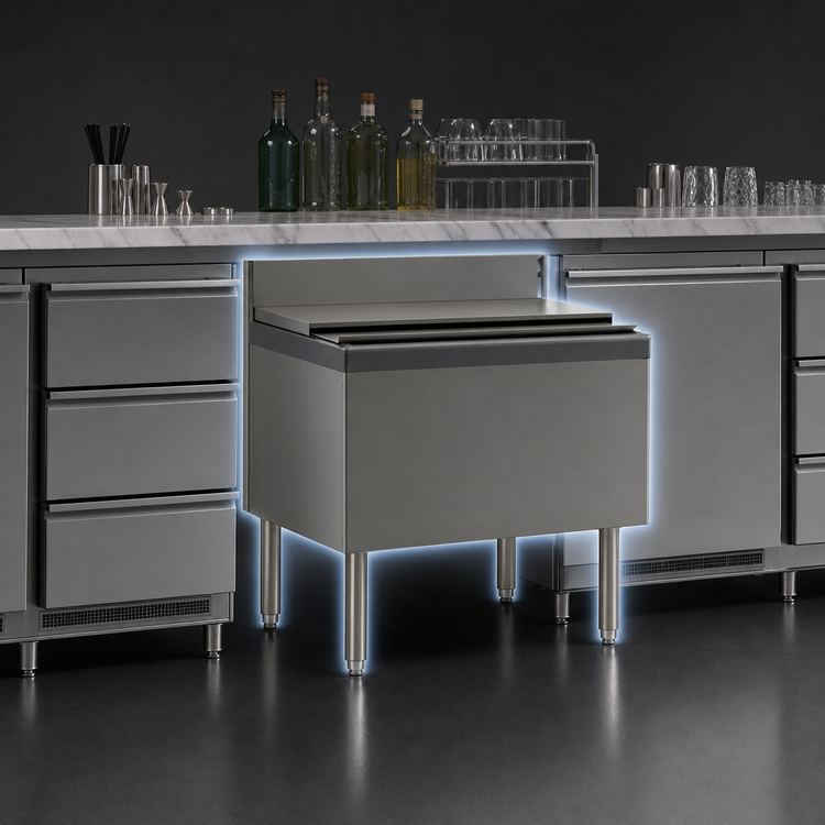Product image #3 for Perlick Top Shelf TSF Series Modular Full-Depth Underbar Ice Bin/Cocktail Unit, 24" W x 24" D, 65 lb Capacity