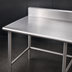 Thumbnail image #3 for Advance Tabco 84 Inches x 36 Inches 16 Gauge 430 Stainless Steel Work Table with 5-Inch Backsplash and Open Crossrail Base