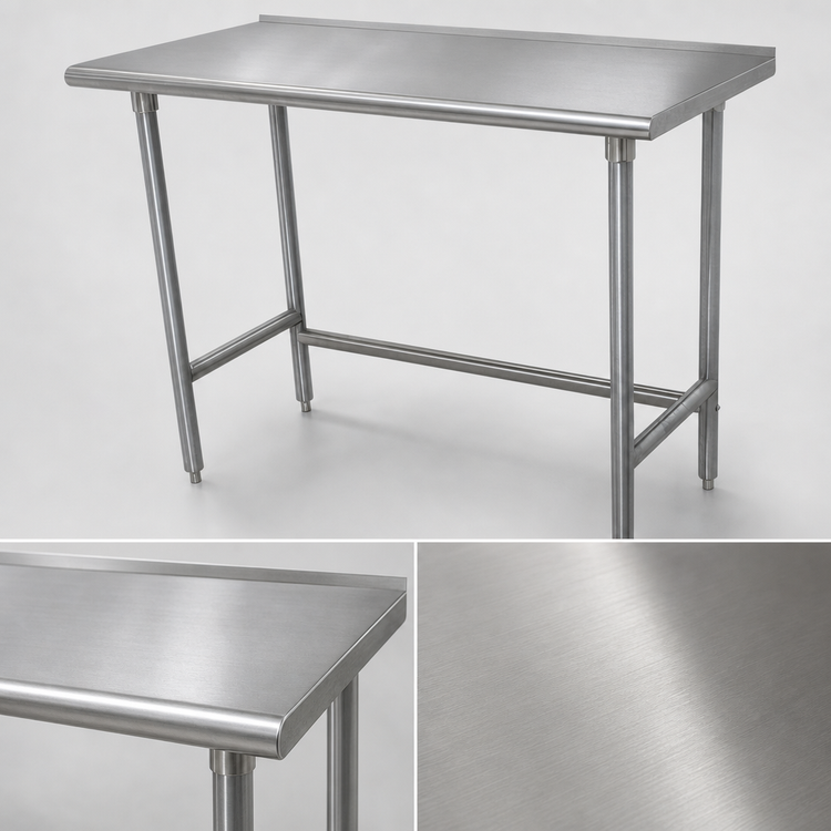 Product image #3 for Advance Tabco 72-Inch x 30-Inch 16-Gauge 430 Stainless Steel Work Table with 1-1/2-Inch Rear Up-Turn