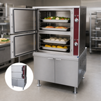 Thumbnail image #3 for Southbend (Middleby) Southbend Steam SCX-16-SB 2-Compartment Steam Coil Convection Steamer with Cabinet Base, 8 Pans per Compartment