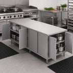 Thumbnail image #3 for BK Resources CST-3096HL2 Dual-Access Stainless Steel Chef Table with Locking Cabinet Doors, 14-Gauge Top, 96 x 30 x 34.75 Inch