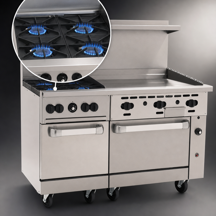 Product image #3 for Wolf Challenger XL 60-Inch Gas Restaurant Range with 4 Open Burners, 36-Inch Griddle, and 2 Standard Ovens