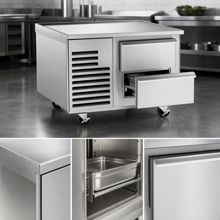 Product image #3 for Traulsen Spec-Line 60-Inch Two-Drawer Refrigerated Equipment Stand, Self-Contained R-290, 6-Pan Capacity