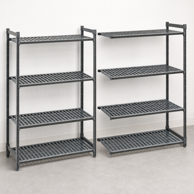 Product image #3 for Cambro Camshelving Basics Plus 4-Tier Vented Polymer Add-On Shelving Unit, 24W x 54L x 64H, Brushed Graphite