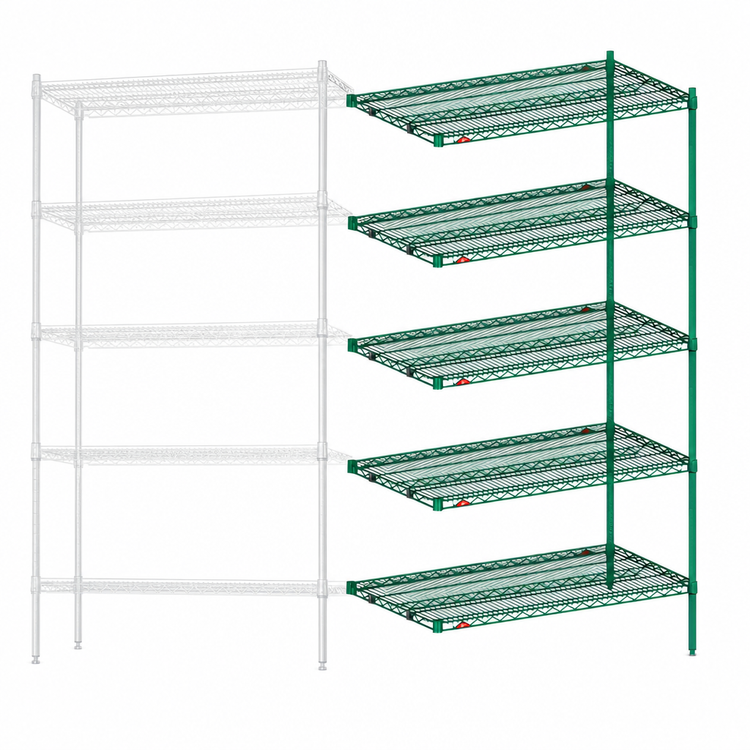 Product image #4 for Metro Super Erecta Metroseal 3 Add-On Wire Shelving Unit with Microban, 72W x 18D x 74H, 5 Shelves