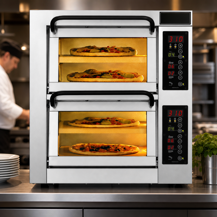 Product image #3 for PizzaMaster Countertop Electric Stone Hearth Pizza Oven with 2 Chambers and 4 Stones