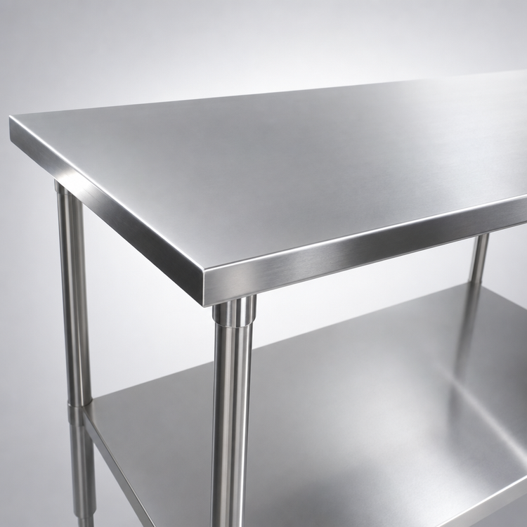 Product image #3 for John Boos Stallion 48-Inch x 30-Inch 16-Gauge 300 Series Stainless Steel Top Work Table with Adjustable Undershelf