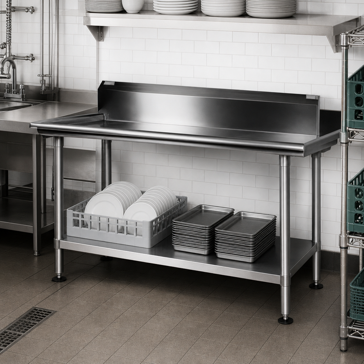 Product image #3 for John Boos Stainless Steel Dishtable Undershelf with Adjustable Bullet Feet, 77-5/8" W x 24-1/8" D