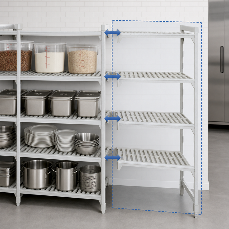 Product image #4 for Cambro Camshelving Premium 4-Tier Vented Add-On Polymer Shelving Unit, 21" x 72" x 84"