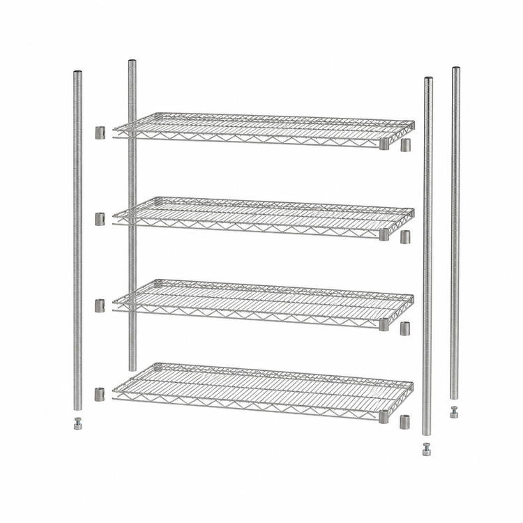 Product image #3 for Quantum 72"W x 18"D x 74"H Wire Shelving Starter Kit, 4-Shelf, 304 Stainless Steel