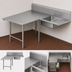 Thumbnail image #3 for John Boos Pro-Bowl L-Shaped Soiled Landing Dishtable with 10-Inch Landing Shelf, 20 x 20 x 8-Inch Bowl, 70-Inch Machine-to-Corner, 108-Inch Corner-to-End