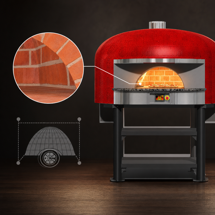 Product image #3 for Marra Forni Neapolitan NP110G Gas-Fired Round Brick Pizza Oven, 43.25-Inch Deck, Touchscreen Controls, With Stand
