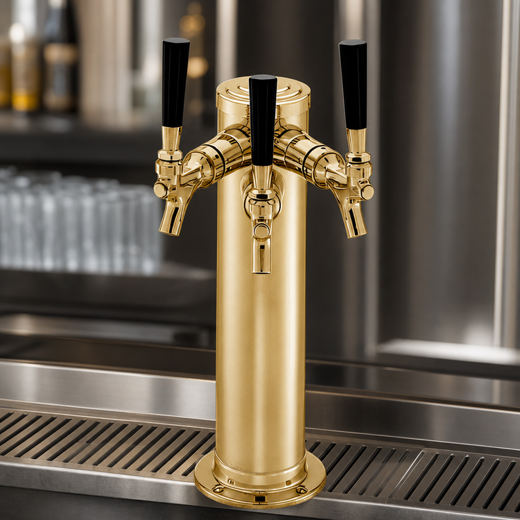 Product image #3 for Perlick Countertop Glycol-Cooled Draft Arm Beer Tower, 4-Faucet, 4-Inch O.D. x 14-Inch Brass Column