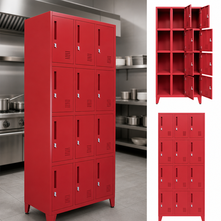 Product image #3 for 4-Tier 12-Compartment Painted Steel Locker Cabinet