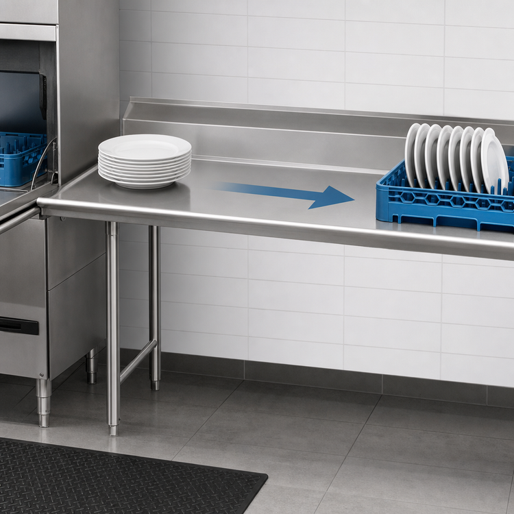 Product image #3 for Eagle Group 30-Inch x 30-Inch Straight Left-to-Right Clean Dishtable with 8-Inch Backsplash