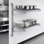 Thumbnail image #3 for Quantum WC34-CB2460C Wall-Mounted Cantilever Double-Shelf Wire Shelving Unit, 60 x 24 Inches, Chrome Plated