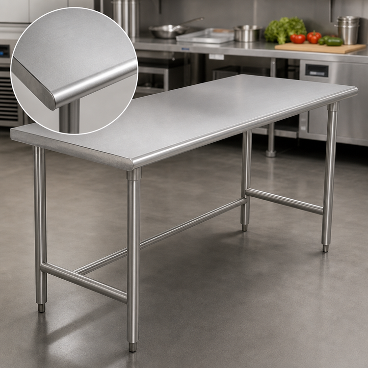 Product image #3 for Advance Tabco TSAG-3610 120" x 36" 16 Gauge 430 Stainless Steel Flat Top Work Table with Open Base