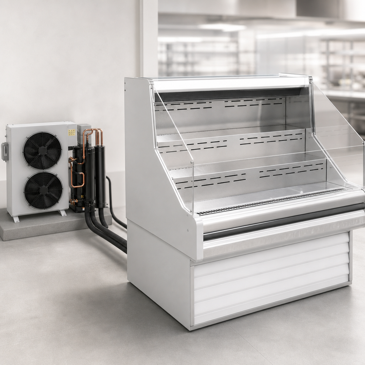 Product image #3 for Howard-McCray 35E Series Remote Straight-Side Low-Profile Open Merchandiser, 51 Inch W x 44 Inch H, White, LED Top