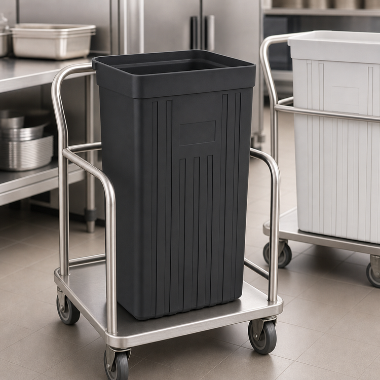 Product image #3 for Vollrath Black High-Density Polyethylene Refuse Bin for Standard Truck and Tubular Carts